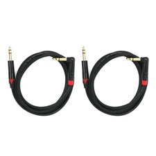2 PCS 1/4 Inch TRS to 1/4 Inch TRS Right Angle 6 Feet Patch Cable Wire
