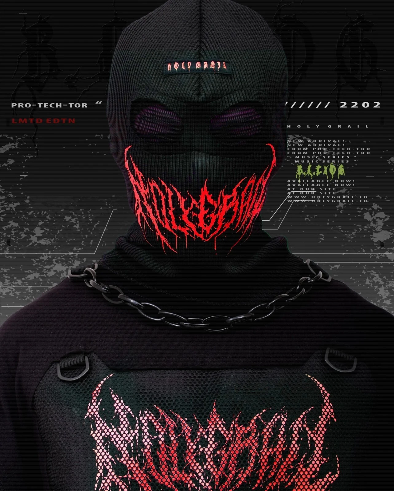Full Face Mask Black Balaclava Windproof Mask - Holygrail B.L.C.X.06 RED