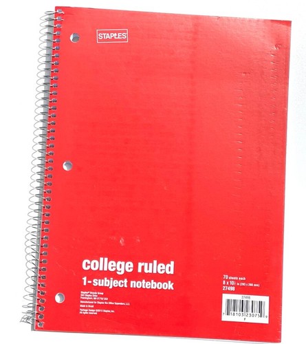 Staples Wire Binding 1-Subject Notebooks 70 Sheets 6-Pack Assorted - Picture 16 of 20