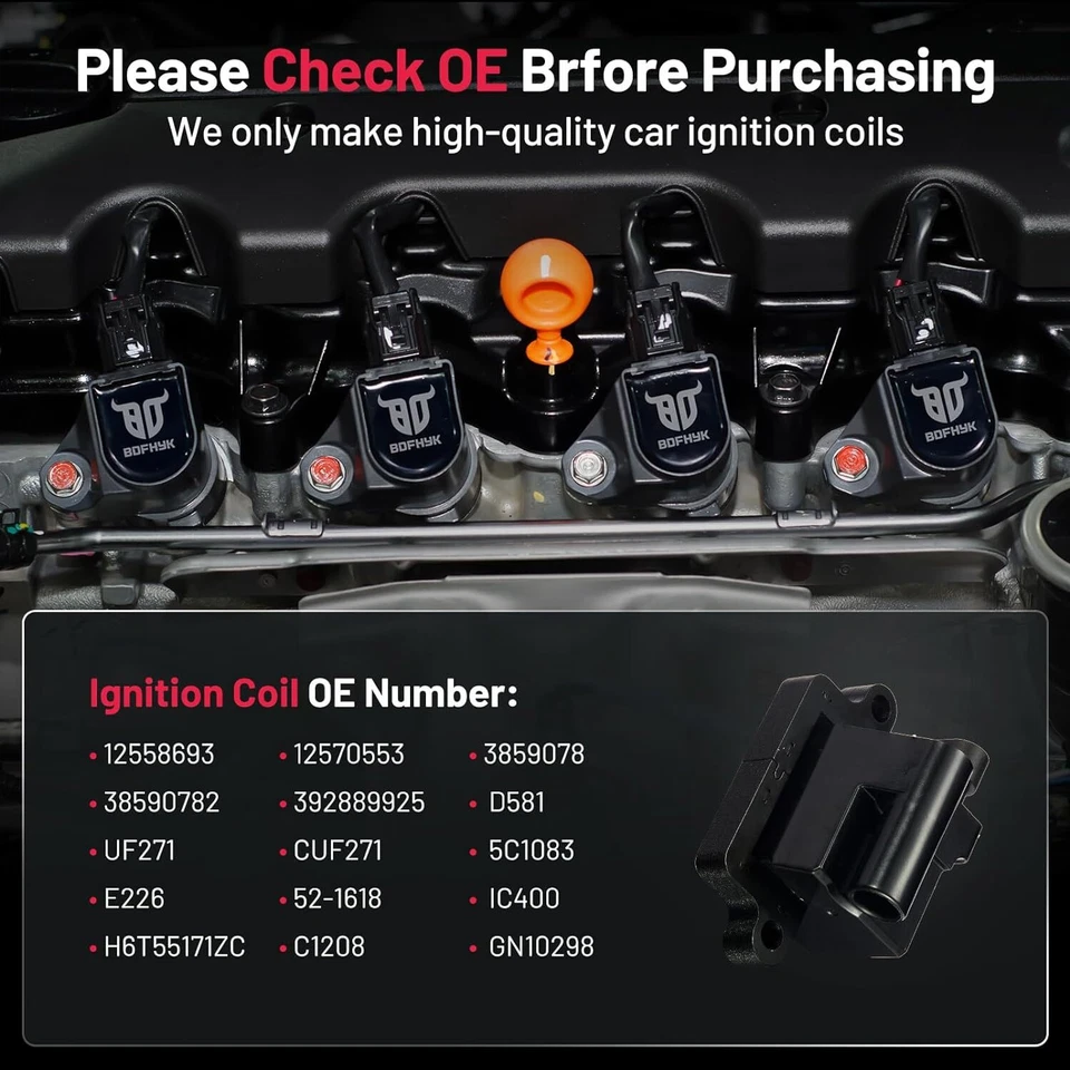 For Chevy GMC Cadillac 4.8L 5.3L 6.0L UF271 Pack Of 8 Square Ignition Bobinas Foto 4 de 4