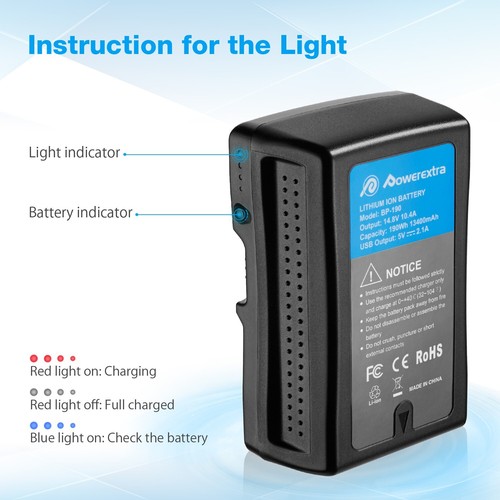 For Sony BP Canon EOS ARRI Camera V Mount V-Lock Battery w/ D-tap Charger 190Wh - Picture 3 of 12
