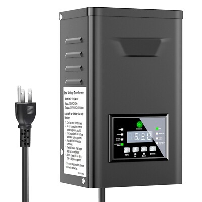 300W Low Voltage Landscape Transformer, Weatherproof Transformer with Timer