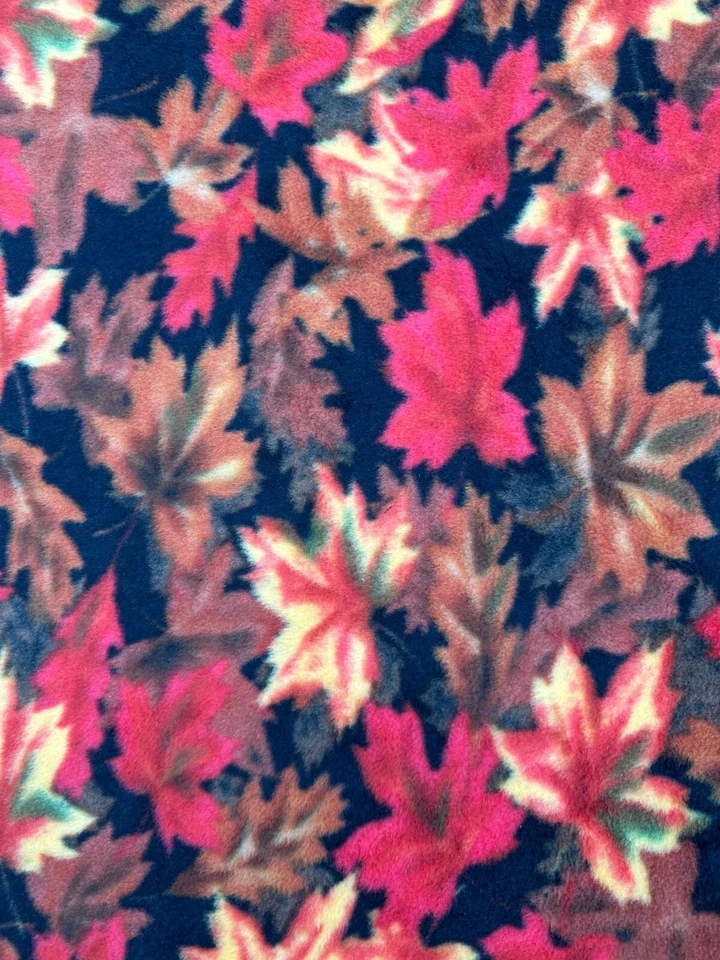 David Textiles Inc. Multicolor Fall Maple Leaves Print Fleece Fabric Remnant - Image 3 of 4
