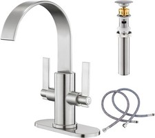 Waterfall Bathroom Faucet Brushed Nickel 1 or 3 Hole w/drain  supply lines. NEW
