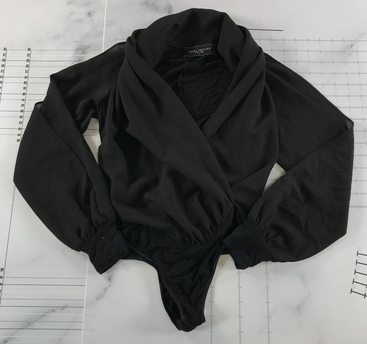 Akira Chicago Black Label Bodysuit Womens Small Black Open Long Sleeve