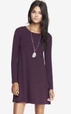 Express Long Sleeve Zip Back Trapeze Purple dress Medium M