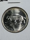 1967 Canada 25 Cents Silver Coin Lynx