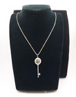 Key Pendant 23" Necklace Sterling Silver 925 Floral