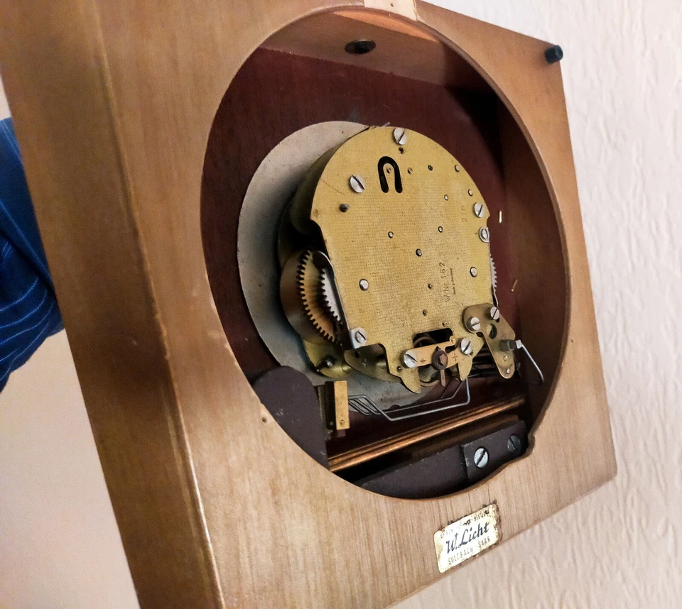Reloj de Pared Junghans Diehl Alemania Funcionando Años 60 Madera Y Latón Excelente Foto 4 de 4