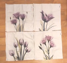 Set of 4 Spring Purple Tulip Throw Pillow Covers 18x18" 100 Polyester NEW
