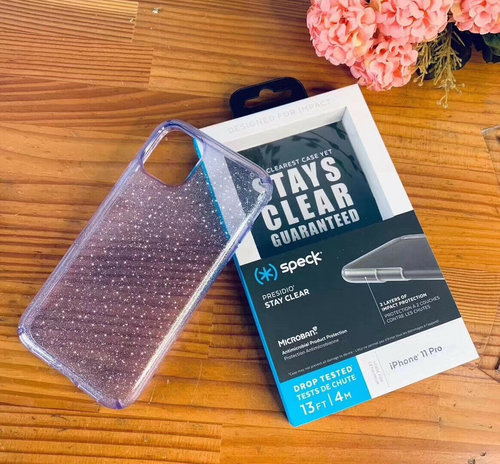New Speck Presido Clear Glitter Case Cover For Apple Iphone 11 Pro Purple Ebay