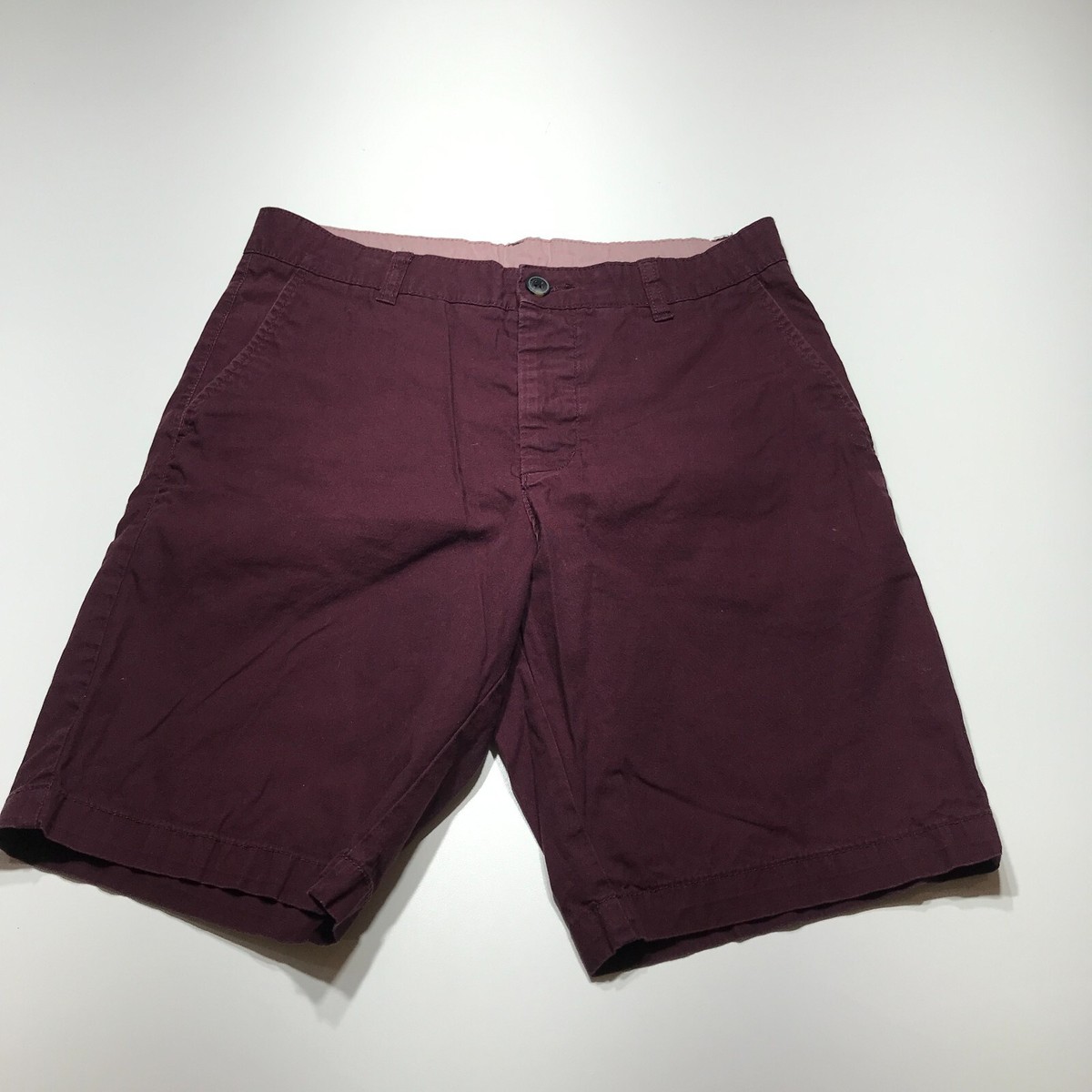 Divided by H&M Shorts Mens Size 28 Burgundy Weathered Broken
