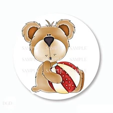 30 Country Beach Ball Bear Favors Scrapbook Stickers 1.5" Envelope Seals