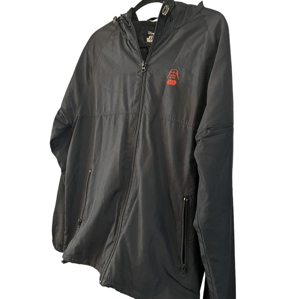 Disney Parks Star Wars Darth Vader Hooded Windbreaker Jacket Black Men
