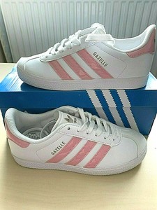 Adidas GAZELLE CF leather trainers girls pink/white Leather Uk 1 - Eu 33  NEW | eBay