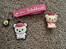 San-X Rilakkuma Korilakkuma AQI Keychain Lot of 2 Scented Squishy + Rubber Charm