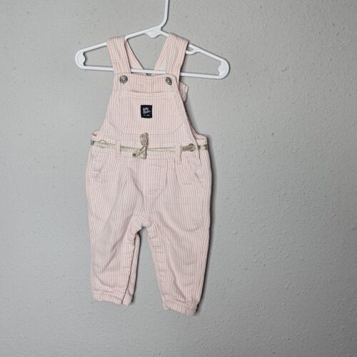 Baby B'gosh Pink White Stripe Overalls Size 6 months - Afbeelding 1 van 10