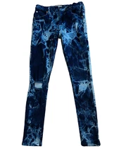 Appaman girls distressed bleach dyed ripped dark wash skinny jeans 12