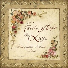 Ceramic Backsplash Tile Mural Inspirational Religious - Faith Hope and Love
