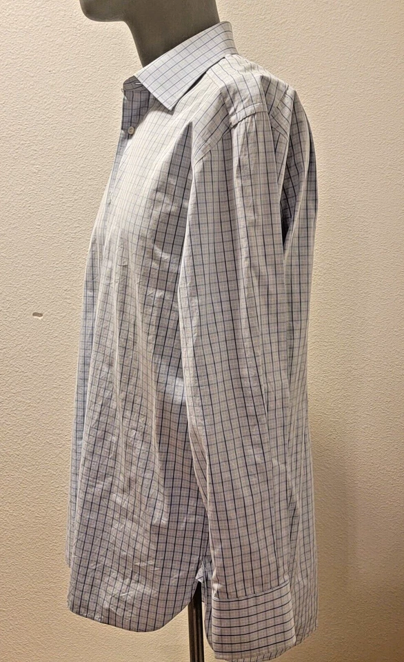 Lorenzini 男式衬衫尺寸 16/41 蓝色条纹 100% 棉意大利制造纽扣 — 第 4/4 张图片