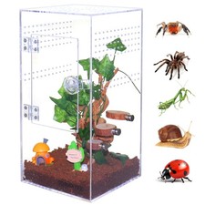Jumping Spider Enclosure 6x6x12 Inch Acrylic Terrarium Front Opening Door