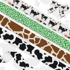 4 Rolls Cow Print Ribbon Set,1" Wide X 5 Yards Each, Black and White Ribbon Anim