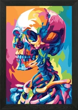 Colorful Skull Pop Art Illustration Framed Wall Art Poster Canvas Print Picture