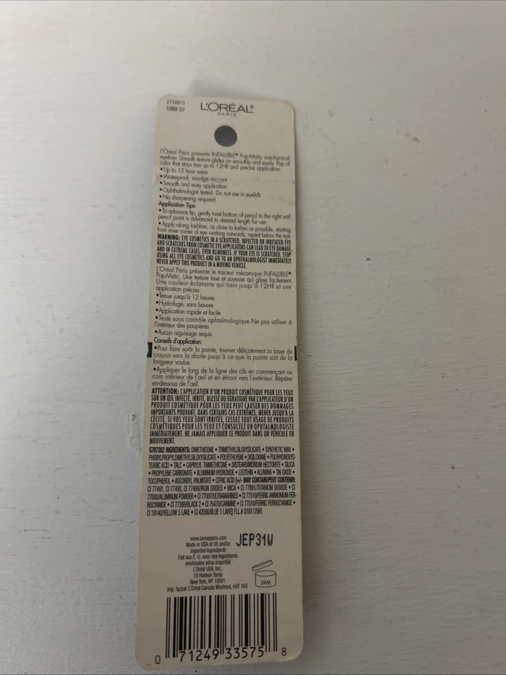 L'OREAL INFALLIBLE POP-MATIC MECHANICAL EYE LINER, Extreme Blue - Image 2 of 2