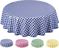 Wachstuch Tischdecke Wachstuchtischdecke Abwaschbar Rund 140Cm Blau