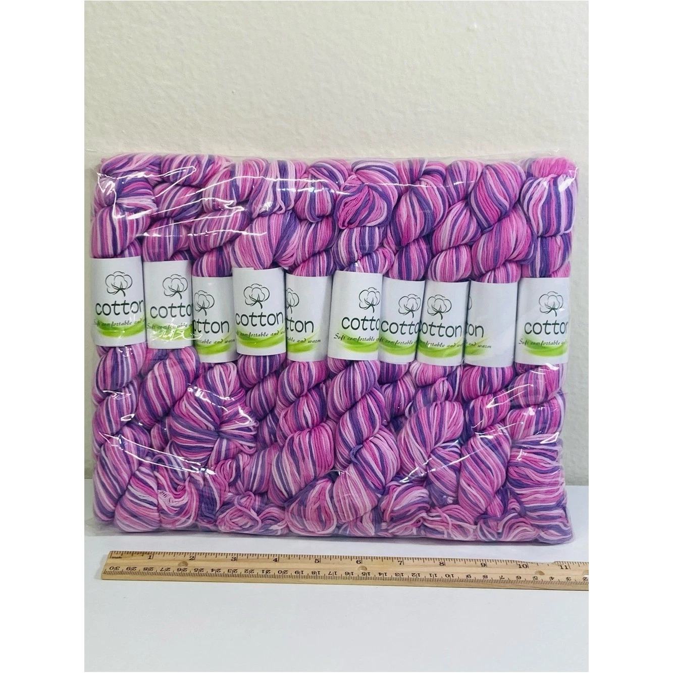 10 NEW (~500g total, ~50g ea.) 100% Cotton Variegated Hanks in Wild Orchid image 1