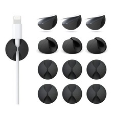 12 Pack Cable Clips, Adhesive Cord Organizer Holder for Desk Black