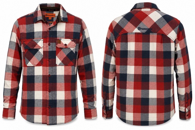 Husqvarna Flannel Shirt Men’s XS Red Plaid Heavy Cotton Work Lumberjack G#8