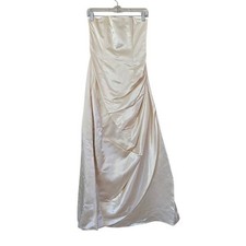 Jessica McClintock Gunne Sax Champagne Satin Strapless Ruched Formal Gown 3/4