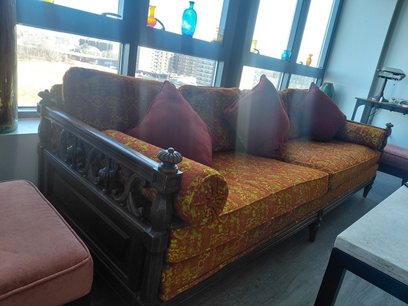 Mid Century Modern Vintage Solid Wood Sofa
