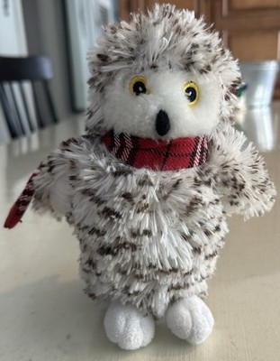 Snowy Owl Plush 7  W/ Red Plaid Scarf From Rocco Forte Kids-A European Hotel