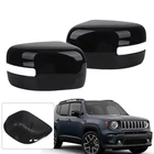 Left/Right Side Door Wing Mirror Cover Cap Black For Jeep Renegade 2015-2022
