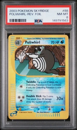 2003 POKEMON SKYRIDGE #88 POLIWHIRL-REVERSE FOIL PSA 8