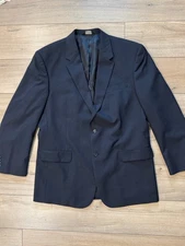 Jos A Bank 100% Wool Blazer 46L Navy Blue Classic Suit Jacket Mens
