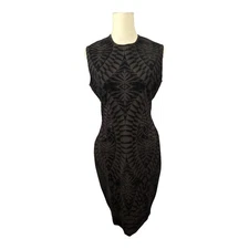 Ronny Kobo Dress Womens Large Black Mars Dress Tropez Flocked Mesh 47-80149TFM