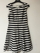 Zara Basic Black & White Striped A-Line Sleeveless Boat Neck Dress XS