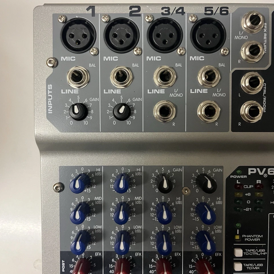 PEAVEY PV6USB 6 CHANNEL COMPACT USB MIXER - TESTED - NO POWER SUPPLY - Image 3 of 4