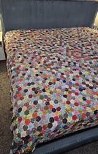 Hand Made Quilt Yo Yo Design King 85.5X 101 Top Only Not Finished