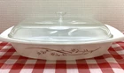 Vintage Pyrex 055, 2.5 qt. Golden Honeysuckle Casserole Dish  and Lid Clean