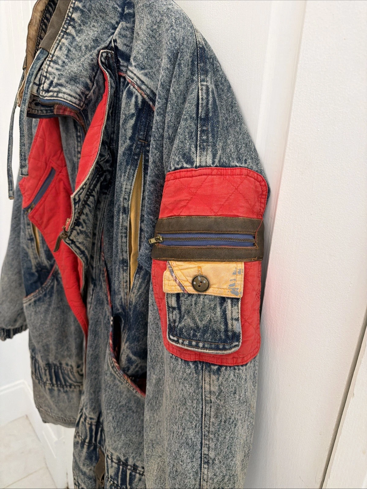 Rare Vintage “Current Seen” Acid Washed Denim Jacket 70s/80s Plaid Lining - product detail image 5