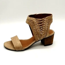 Not Rated Womens Vienna Ankle Boot Sandal Cream Side Zip Block Heel 6 NEW