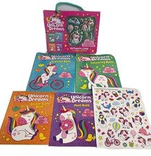 Unicorn Dreams 4 activity Books/ 10 bubble stickers/ 60 stickers/ NEW/Distressed