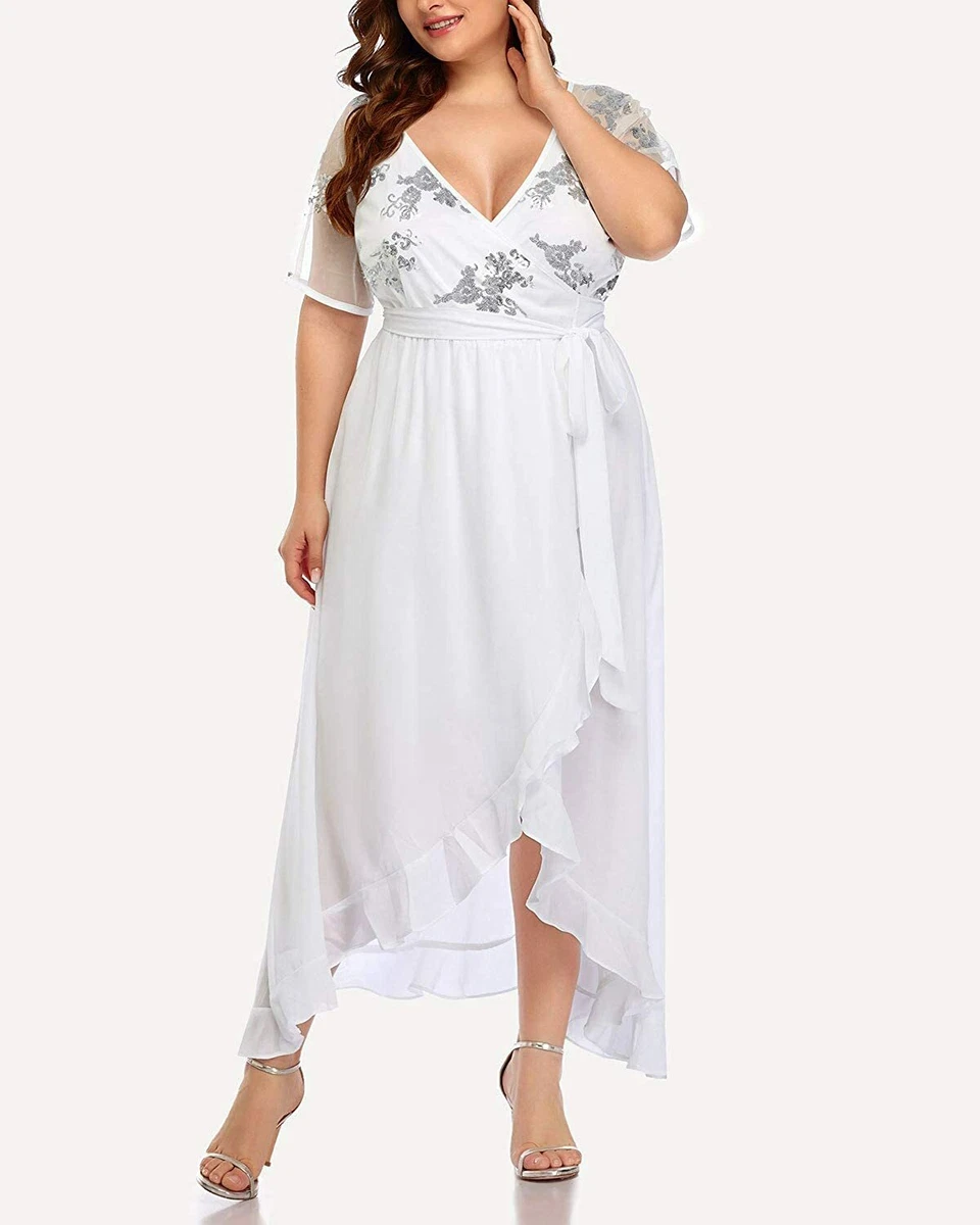 Plus size high low ruffle dress cheap