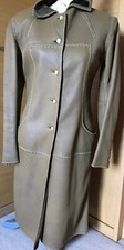 Fendi Shearling Olive Green Mid Length Single Breasted Coat Pockets It 40 Used