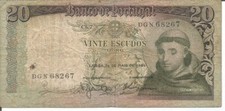 PORTUGAL 20$00 ESCUDOS 26/05/1964 Ch.7 #1