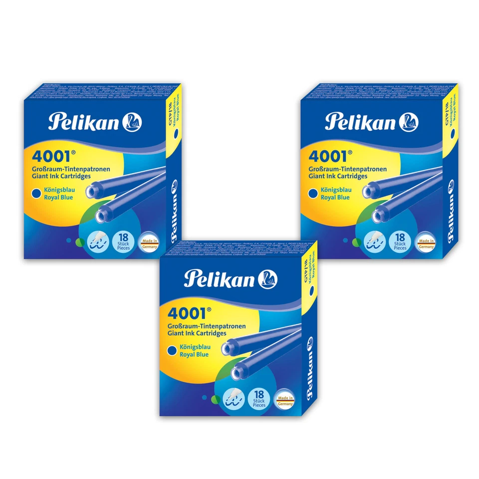 54x Pelikan Großraum Tintenpatronen 4001 GTP18 königsblau Füllerpatronen Tinte